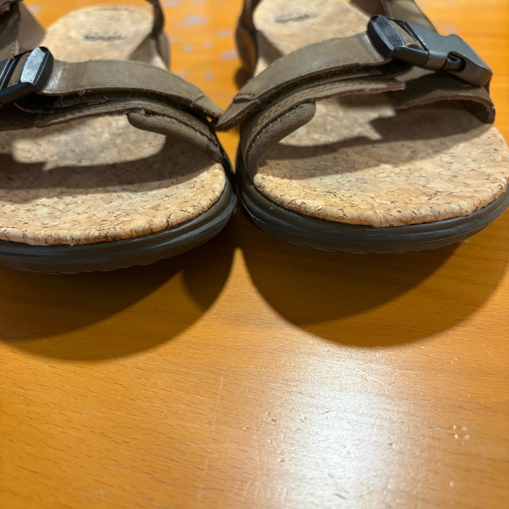 Teva Tanza Brown‎ Leather Cork Footbed Outdoor Hiking Sandals Slides Womens 9.5 - Picture 3 of 10